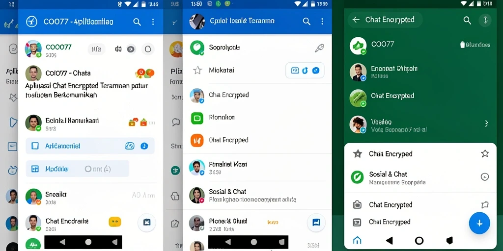 Tampilan antarmuka COO77 menunjukkan fitur Chat Encrypted yang intuitif.
