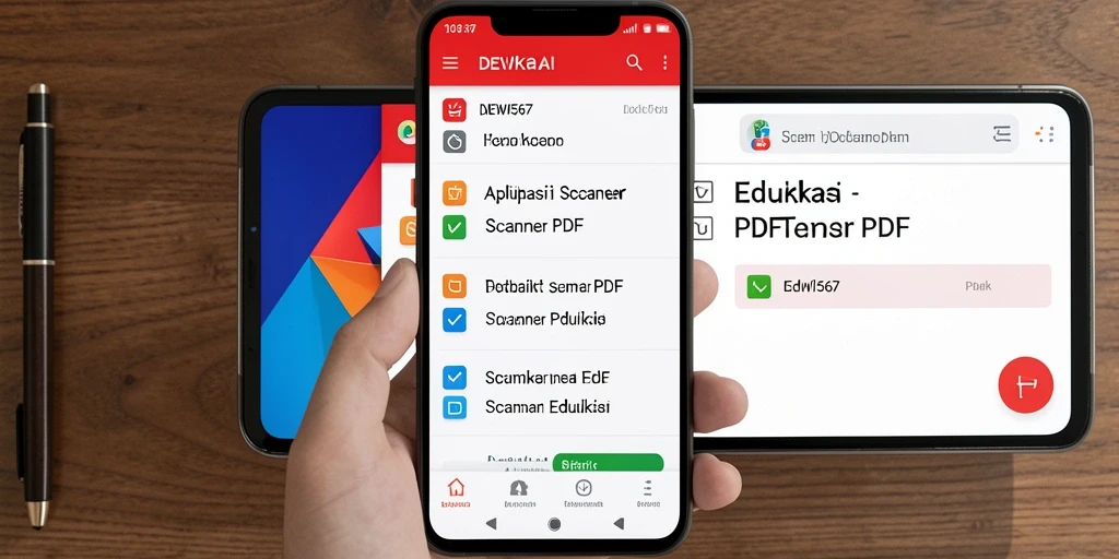 Antarmuka aplikasi DEWI567 dengan berbagai fitur Scanner PDF.