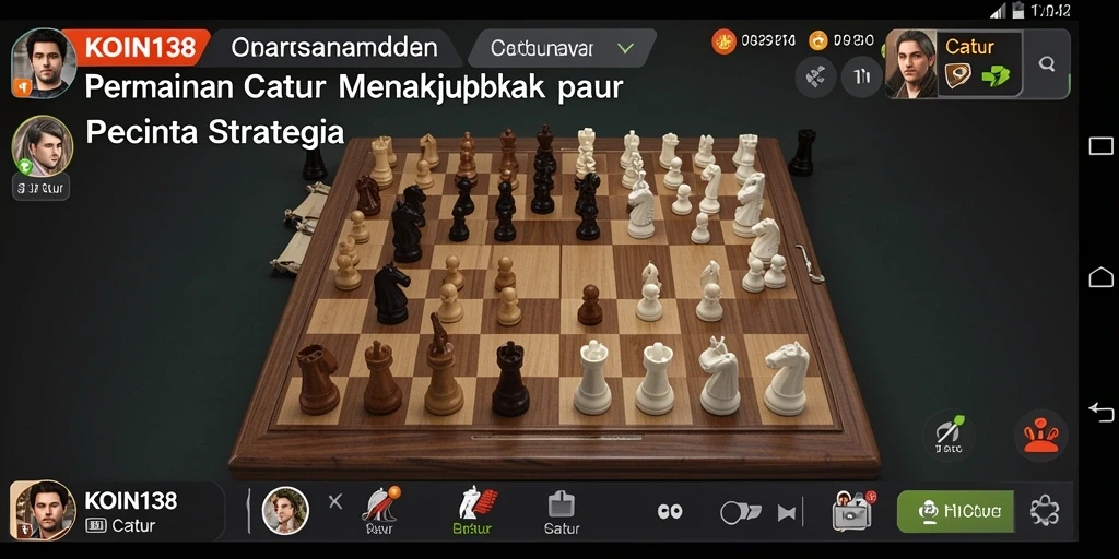 Antarmuka KOIN138 yang menarik dengan papan catur interaktif.