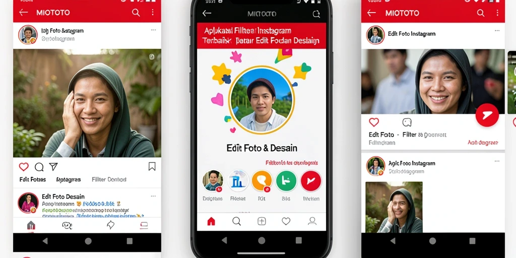 Tampilan antarmuka MIOTOTO dengan berbagai pilihan filter Instagram.