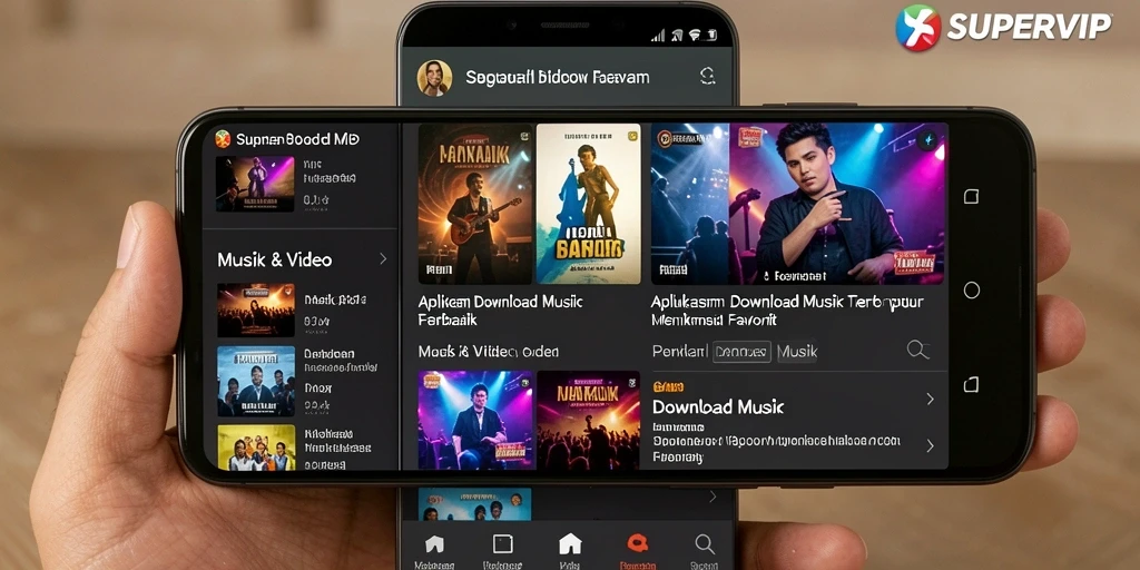 Antarmuka SUPERVIP yang intuitif untuk Download Musik.