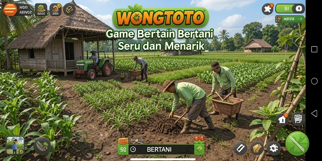 Screenshot antarmuka permainan WONGTOTO yang menampilkan grafik bertani.