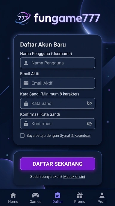 Cara Daftar Akun Baru di fungame777 untuk Pemain Android